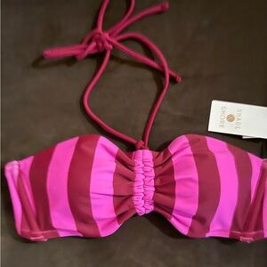 NWT, Shade & Shore Stripe Colored Bikini Top
